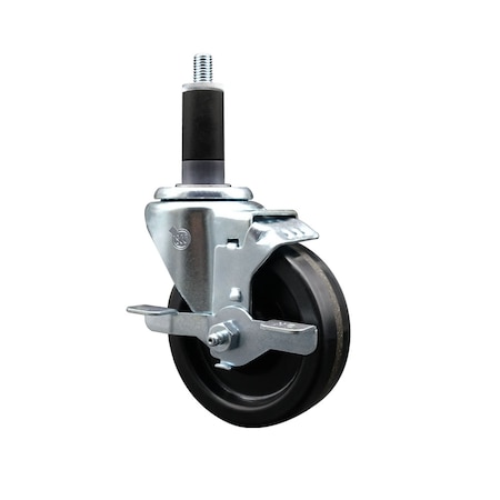 Service Caster 4'' SS Phenolic Swivel 1-1/8'' Expanding Stem Caster with Brake SCC-SSEX20S414-PHS-TLB-118